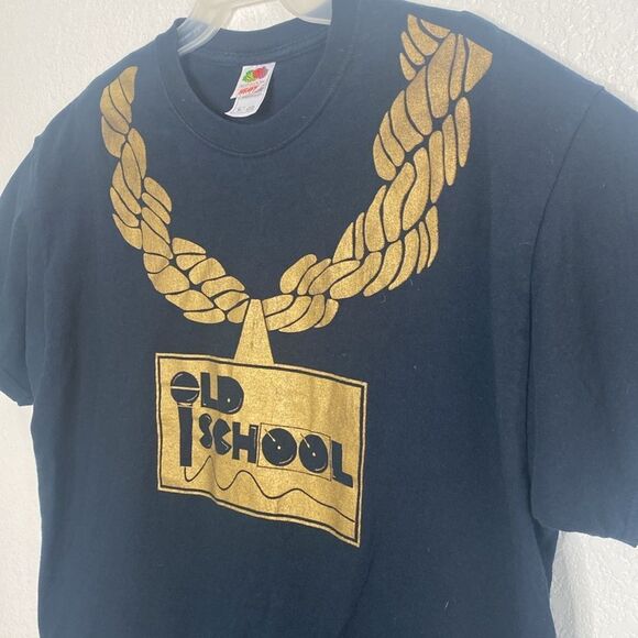 FRUIT of the LOOM Men’s Black Old School T Shirt Size XL - Picture 2 of 4